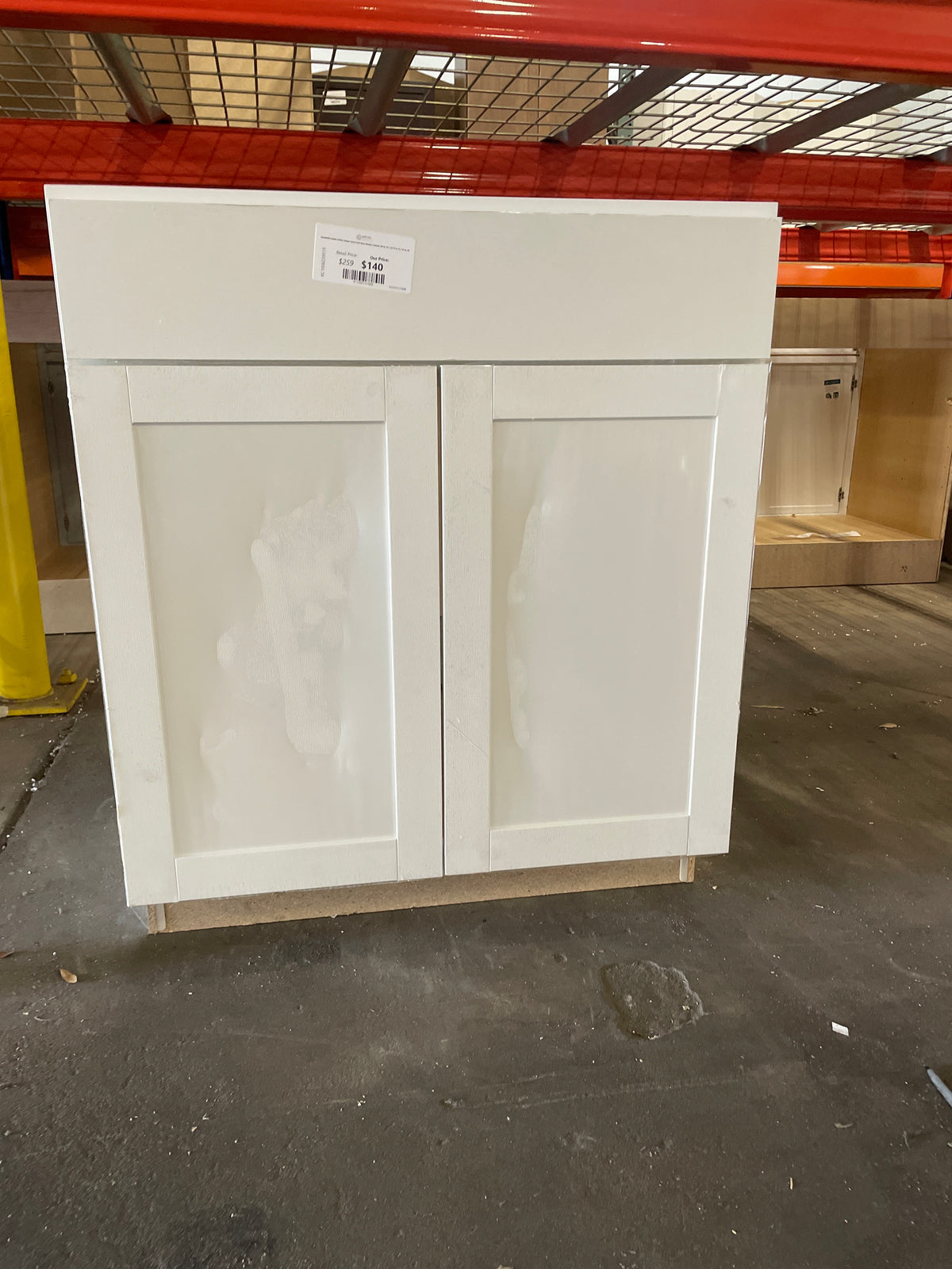 Westfield Feather White Shaker Stock Sink Base Kitchen Cabinet (30 in. W x 23.75 in. D x 35 in. H)