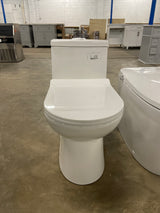 1-Piece Modern 1.28 GPF Single Flush Siphon Elongated ADA Chair Height Toilet Soft Closing Seat in Crisp White