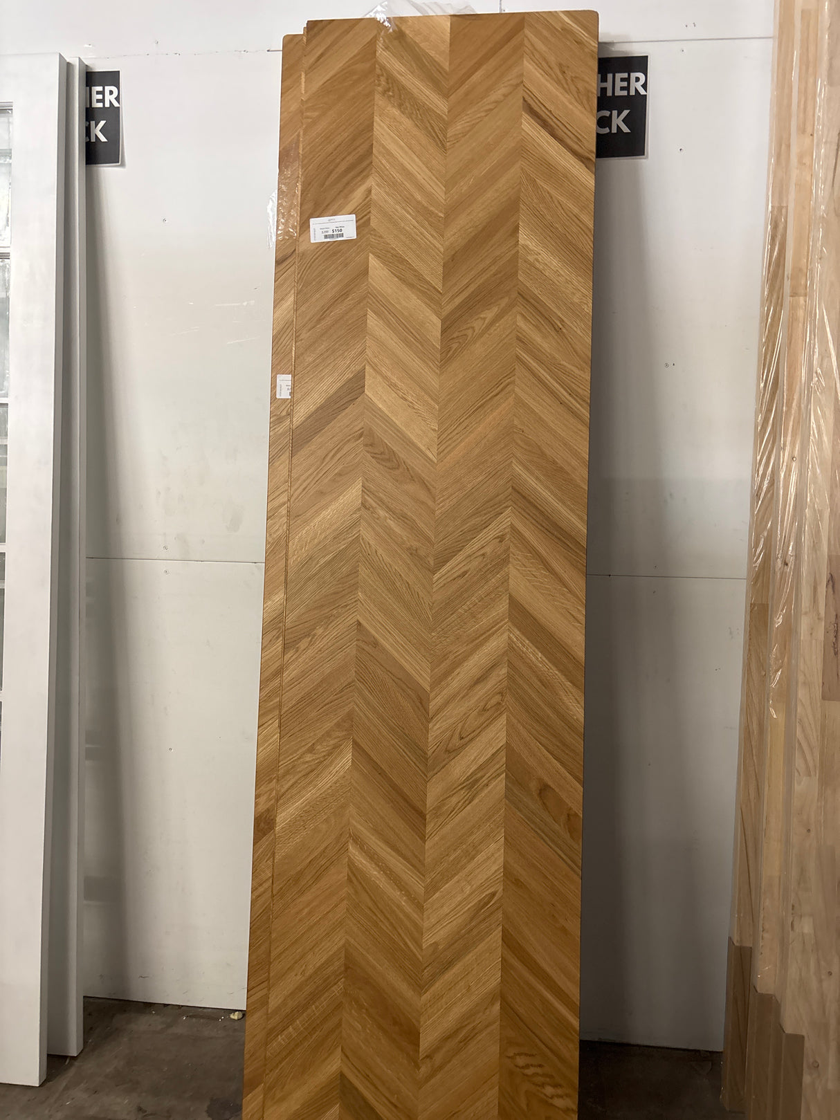 8 ft. L x 25 in. D Engineered Finished Chevron Oak Butcher Block Countertop in Brown with Standard Edge