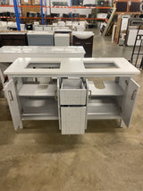 Sepal 60 in. Double Sink Dove Gray Bath Vanity with White Engineered Marble Top (Assembled)