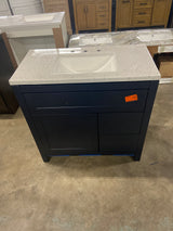 Clady 36.5 in. W x 18.75 in. D Bath Vanity in Deep Blue with Cultured Marble Vanity Top in Silver Ash with White Sink