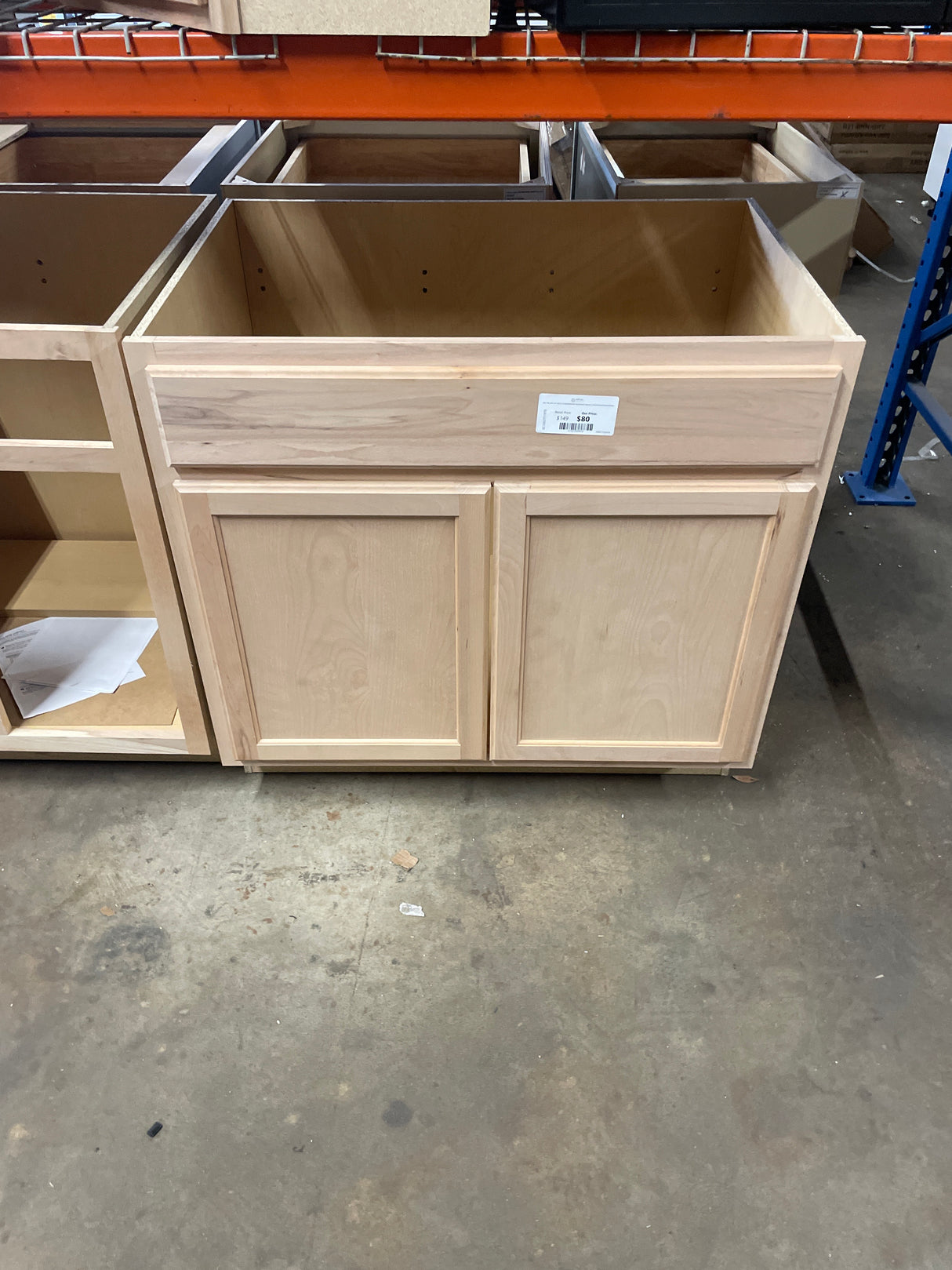36 in. W x 24 in. D x 34.5 in. H Assembled Sink Base Kitchen Cabinet in Unfinished with Recessed Panel