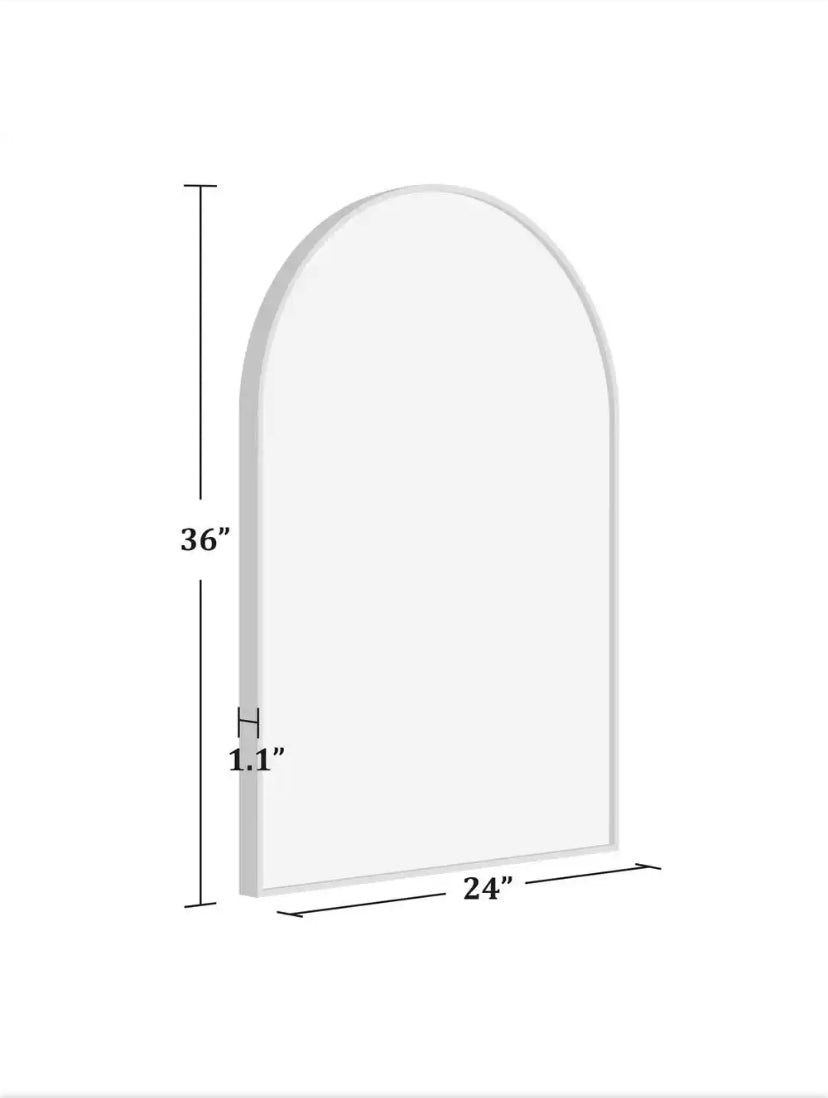 24 in. W x 36 in. H Arched Wall Mirror Gold Bathroom Vanity Mirror