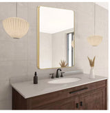 30 in. W x 40. 2 in. H Rectangular Aluminum Frame Square Gold Wall Mirror