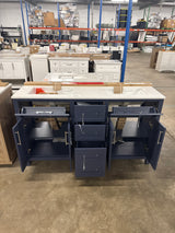 Beaufort 60 in. W x 19 in. D x 34.50 in. H Bath Vanity in Midnight Blue with White Cultured Marble Top