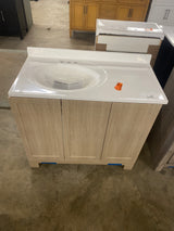 Oakley 37 in. Single Sink Beige Oak Bath Vanity with White Cultured Marble Top (Assembled)