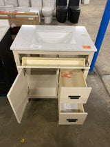 Stanhope 31 in. Single Sink Freestanding Even Better Beige Bath Vanity w/ Crystal White Engineered Stone Top (Assembled)