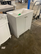 31 in. Single Sink Pearl Gray Bath Vanity with White Cultured Marble Top (Assembled)