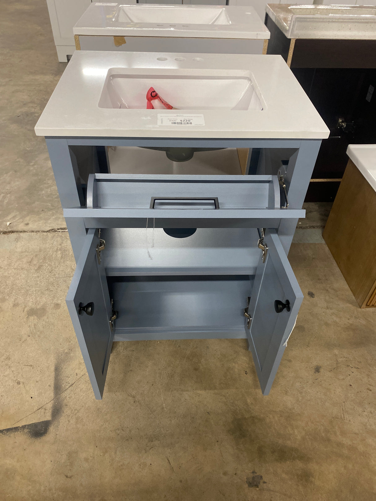 Hanna 24 in. W x 19 in. D x 34.5 in. H Single Sink Bath Vanity in Spruce Blue with White Engineered Stone Top
