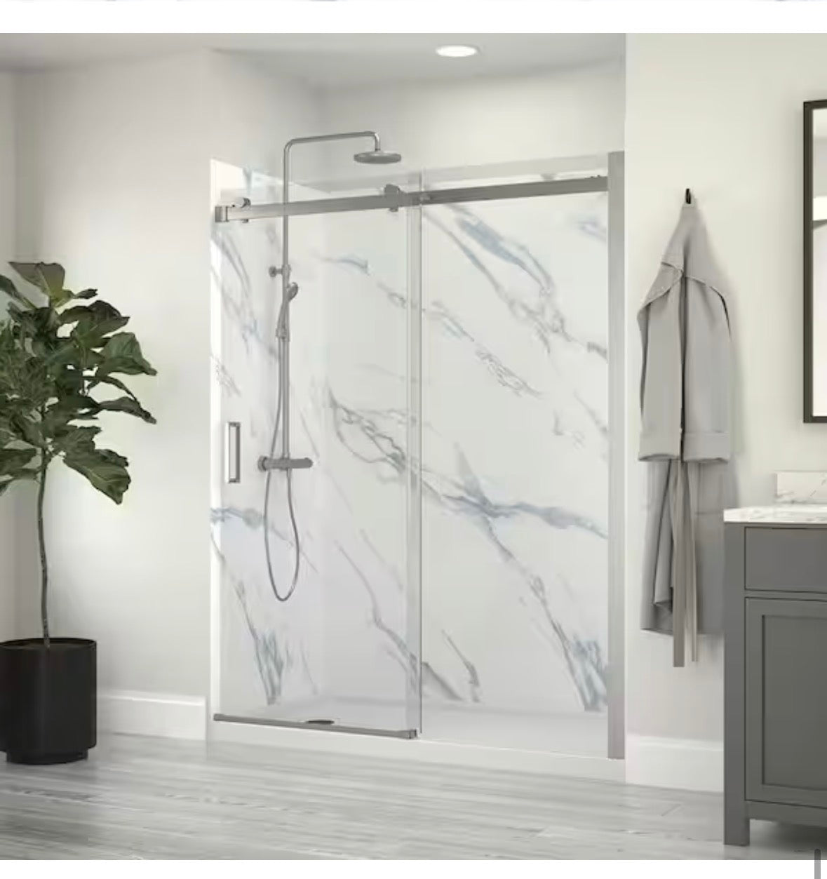 JETCOAT 32 in. x 60 in. x 78 in. 5-Piece Glue Up Alcove Shower Surround in Carrara White