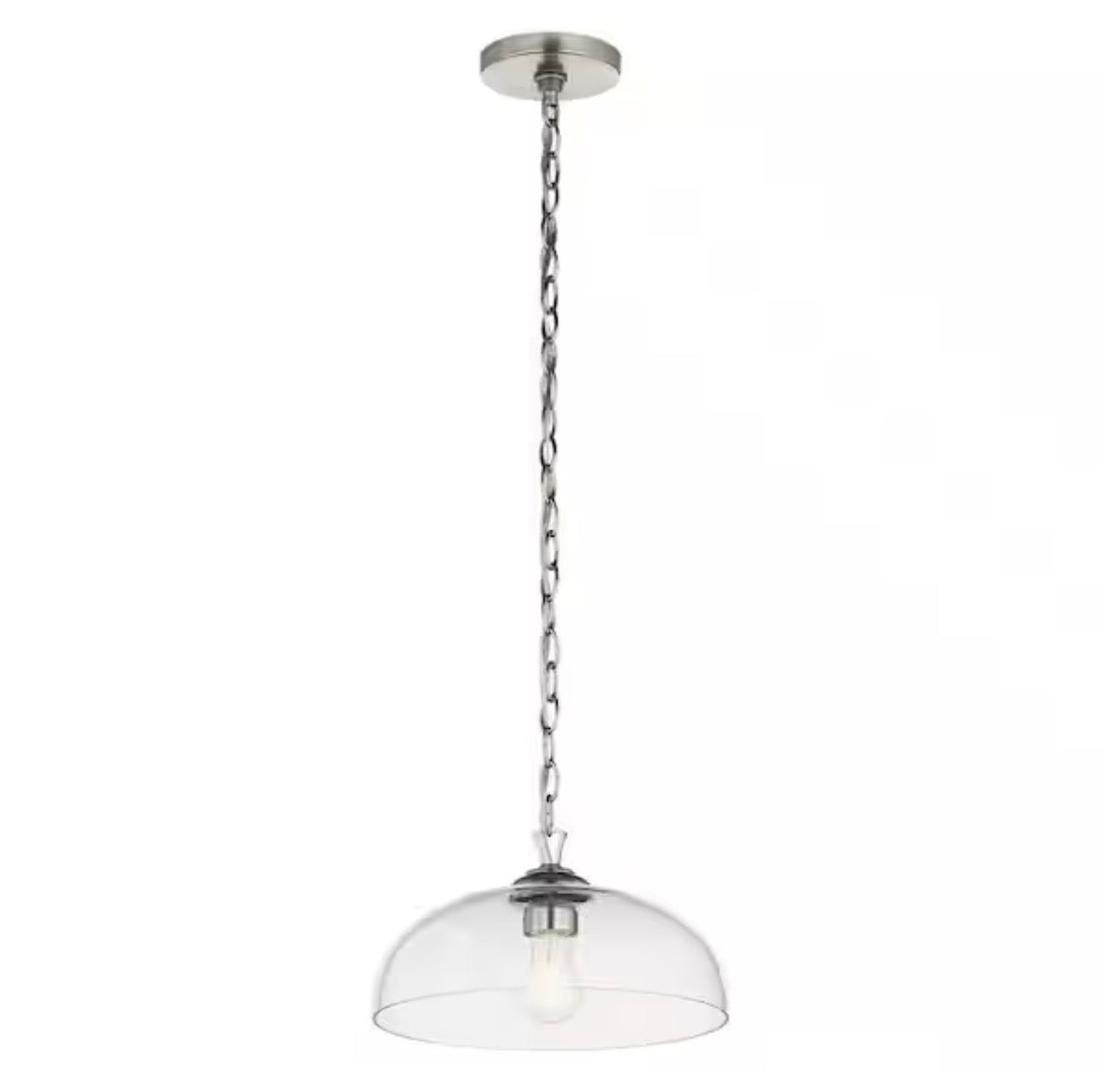 Gineva 1-Light Pendant with Clear Glass in Brushed Nickel