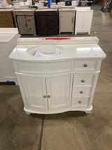 Terryn 37 in. Single Sink White Bath Vanity with Engineered White Marble Top (Assembled)