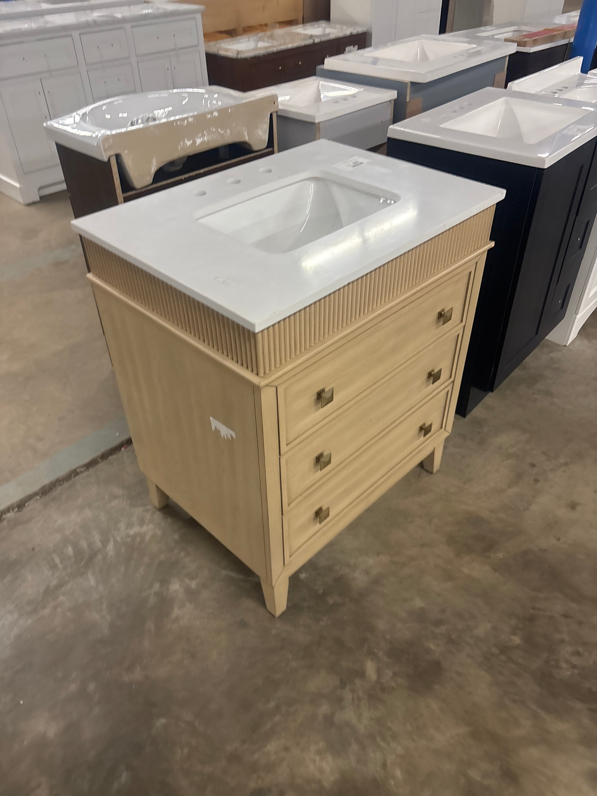 Danby 30 in. Single Sink Platinum Oak Bath Vanity with White Engineered Marble Top (Assembled)