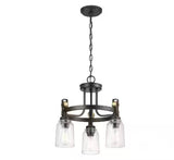 Knollwood 17-1/2 in. 3-Light Black Bronze with Brass Accents Industrial Round Chandelier for Kitchens Bulbs Included