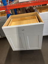 Shaker 30 in. W x 24 in. D x 34.5 in. H Assembled Base Cabinet in Satin White