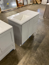 Bannister 37 in. W x 19 in. D x 35 in. H Single Sink Bath Vanity in Pearl Gray with White Cultured Marble Top