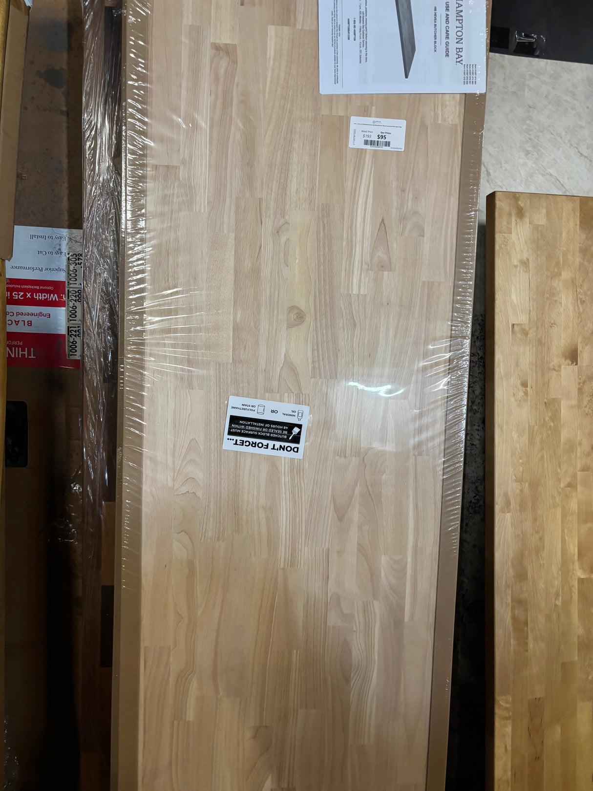 6 ft. L x 25 in. D Unfinished Hevea Solid Wood Butcher Block Countertop With Square Edge