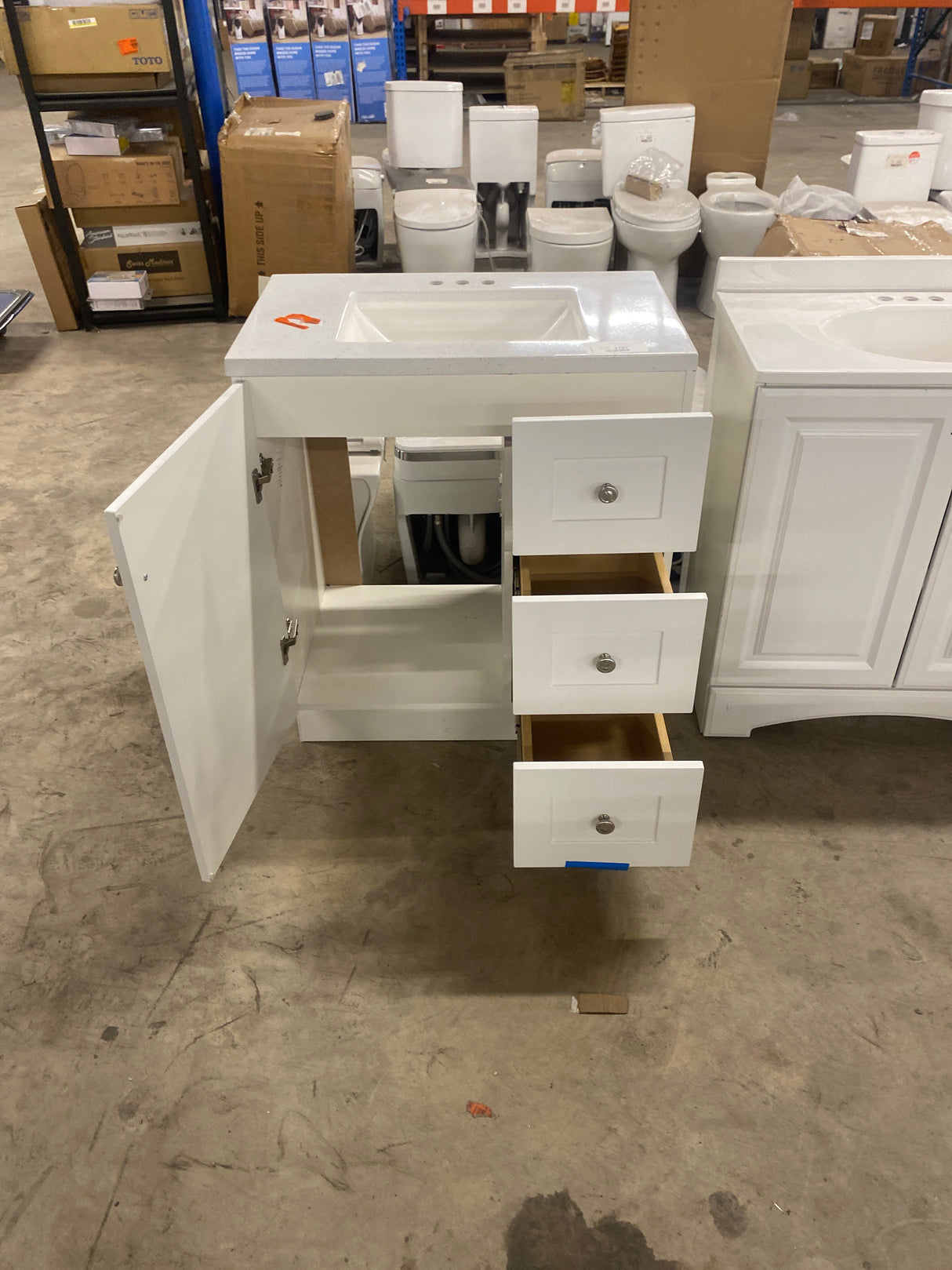 Bannister 31 in. W x 19 in. D x 35 in. H Single Sink Freestanding Bath Vanity in White with White Cultured Marble Top
