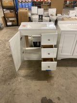 Bannister 31 in. W x 19 in. D x 35 in. H Single Sink Freestanding Bath Vanity in White with White Cultured Marble Top