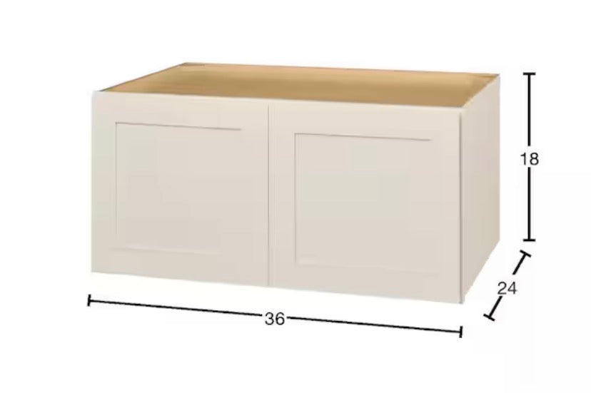 Avondale 36 in. W x 24 in. D x 18 in. H Ready to Assemble Plywood Shaker Wall Bridge Kitchen Cabinet in Antique White