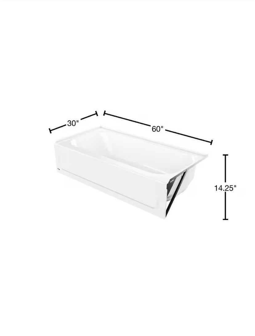 BootzCast 60 in. x 30 in. Soaking Alcove Bathtub with Right Drain in White