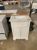 Doveton 24 in. W x 19 in. D x 34 in. H Single Sink Bath Vanity in White with White Engineered Marble Top