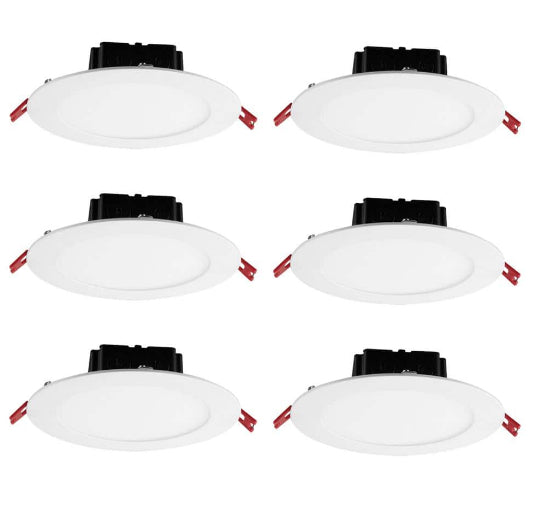 6 in. White Flush Round Wet Rated LED Integrated Recessed Lighting Kit (6-Pack)