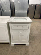 Doveton 24 in. W x 19 in. D x 34 in. H Single Sink Bath Vanity in White with White Engineered Marble Top