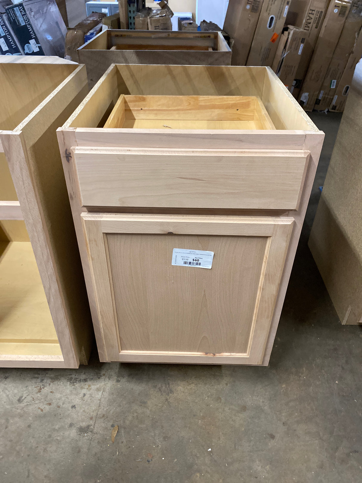21 in. W x 24 in. D x 34.5 in. H Assembled Base Kitchen Cabinet in Unfinished with Recessed Panel
