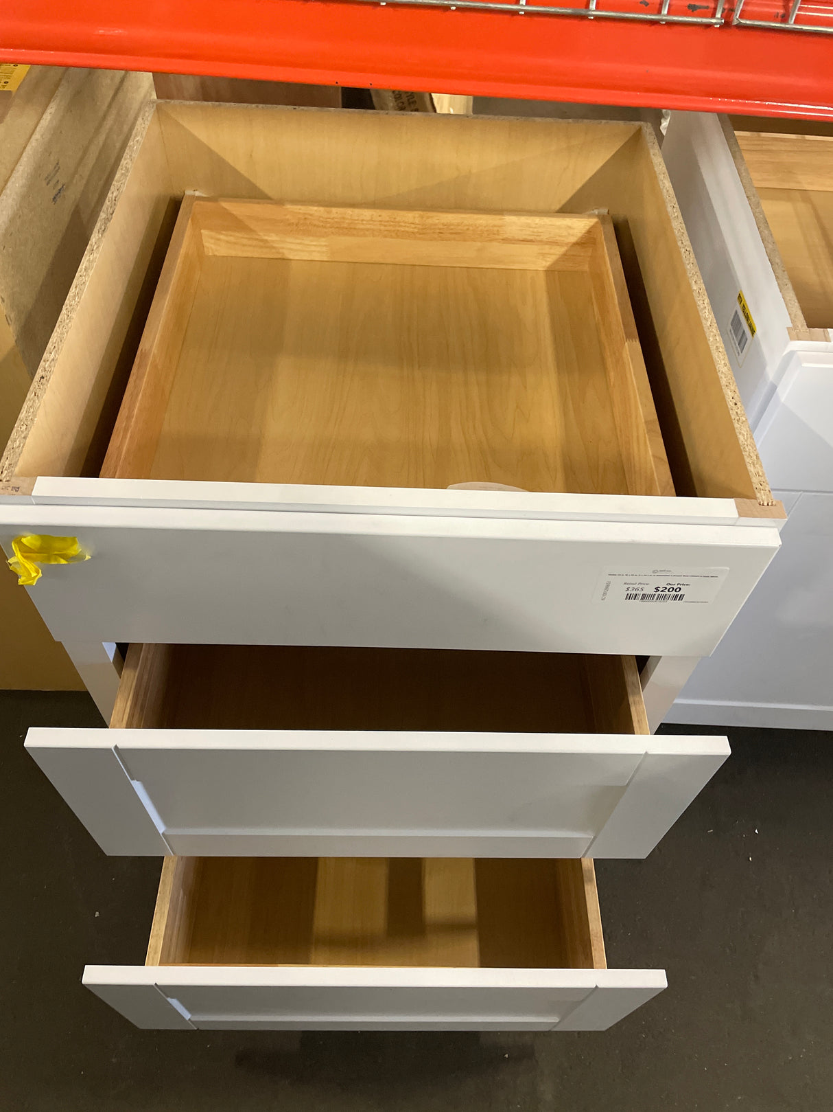 Shaker 24 in. W x 24 in. D x 34.5 in. H Assembled 3-Drawer Base Cabinet in Satin White