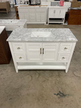 Sturgess 49 in. Single Sink White Bath Vanity with White Carrara Marble Top (Assembled)