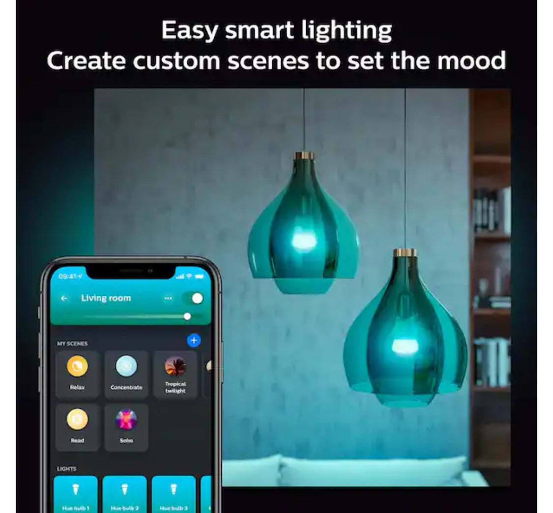 75-Watt Equivalent A19 Smart Wi-Fi LED Color Changing Light Bulb Starter Kit (4 Bulbs and Bridge)