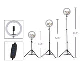 67.5 in. Black Contemporary 3CCT Integrated LED Selfie Ring Light Tripod with Adjustable Height and Smart Phone Holder