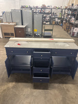 Fremont 72 in. W x 22 in. D x 34 in. H Vanity in Navy Blue With Grey Granite Top and White Sinks