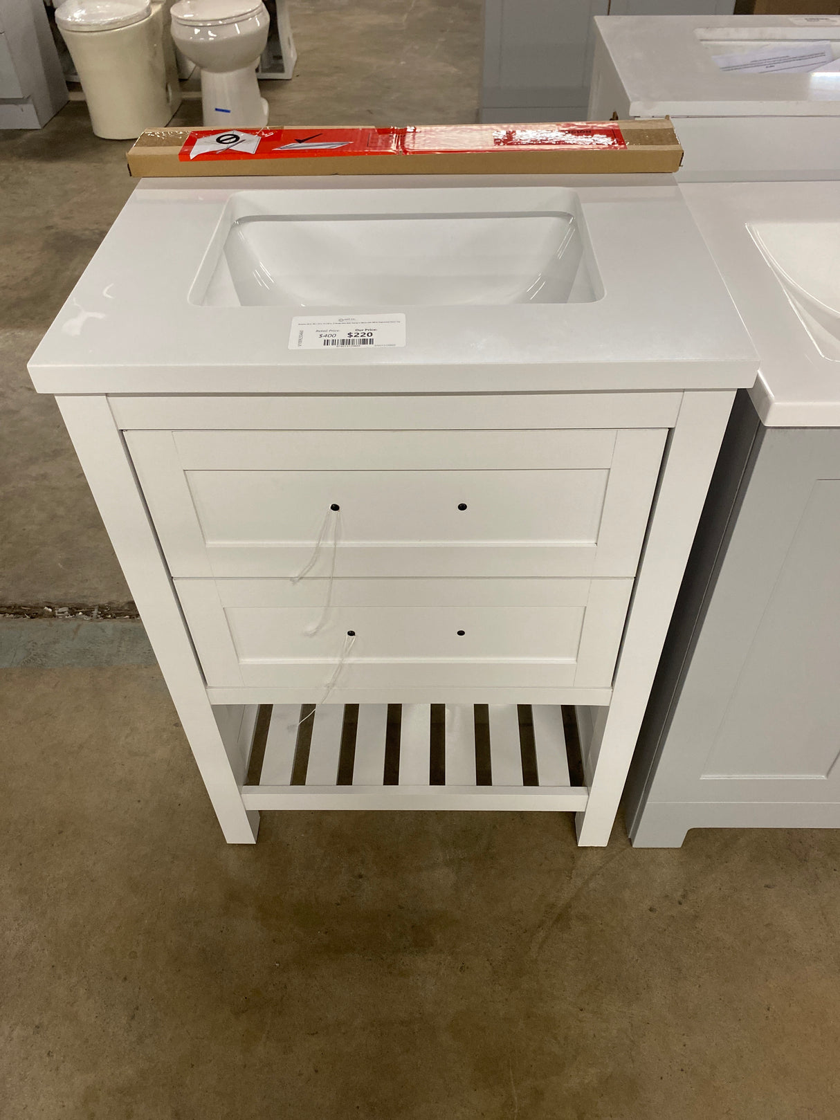 Autumn 24 in. W x 19 in. D x 34 in. H Single Sink Bath Vanity in White with White Engineered Stone Top
