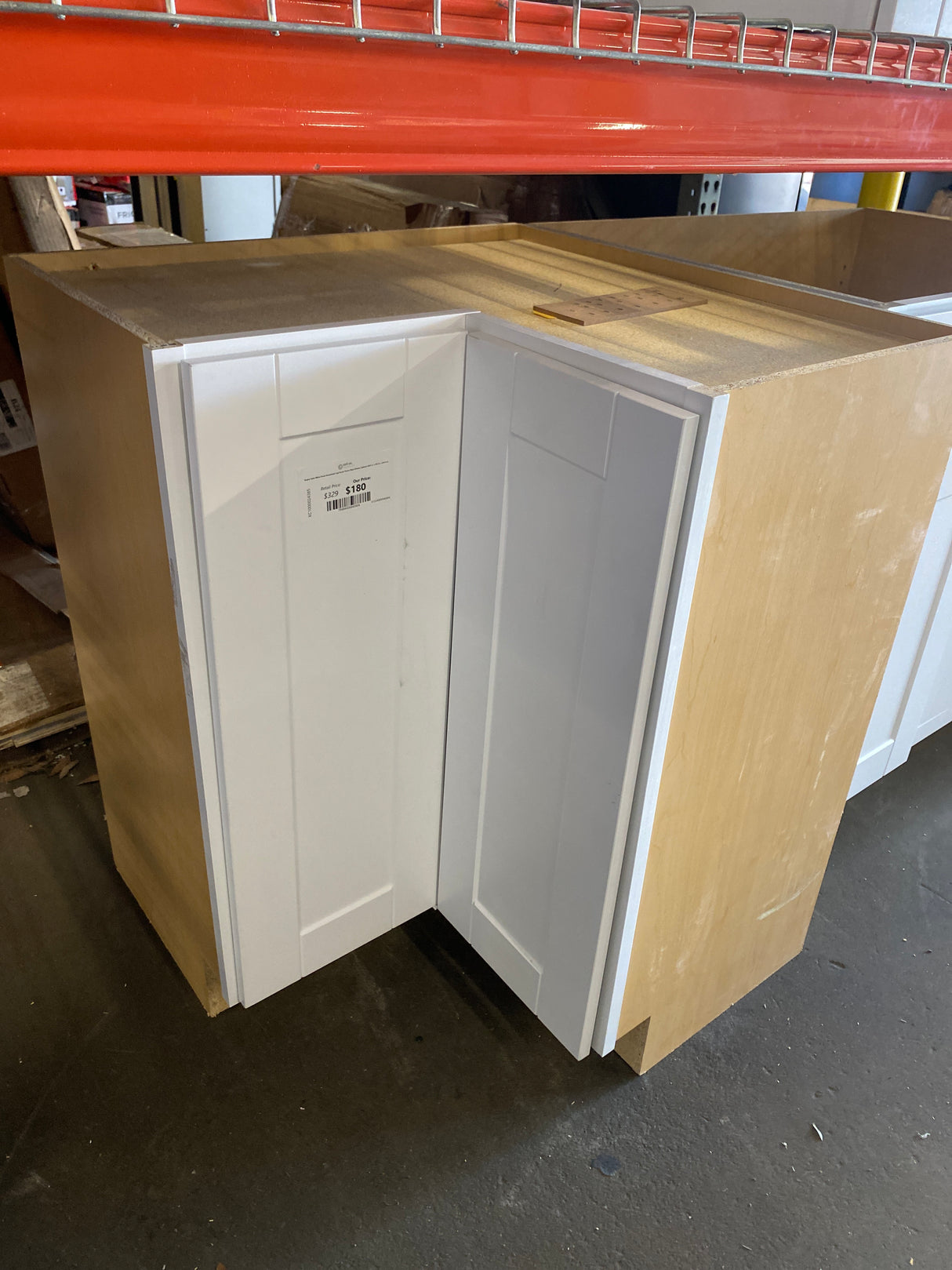 Shaker Satin White Stock Assembled Lazy Susan Corner Base Kitchen Cabinet (28.5 in. x 34.5 in. x16.5 in.)