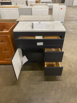 Clady 36.5 in. W x 18.75 in. D Bath Vanity in Deep Blue with Cultured Marble Vanity Top in Silver Ash with White Sink