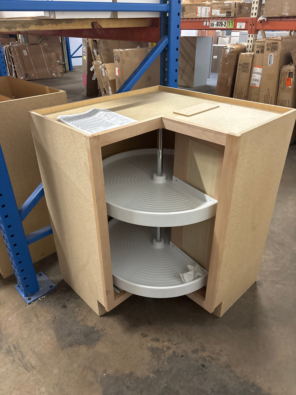 Hampton Unfinished Beech Recessed Panel Assembled Lazy Susan Corner Base Kitchen Cabinet (28.5 in x 34.5 in x 16.5 in)