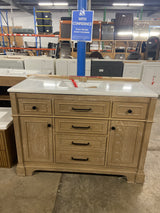 Melpark 48 in. W x 22 in. D x 34.5 in. H Bath Vanity in Antique Oak with White Cultured Marble Top