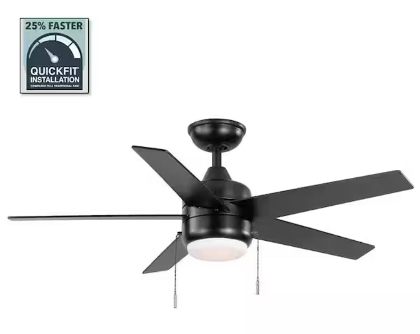 Mena 44 in. LED Indoor/Outdoor Matte Black Ceiling Fan with Light Kit and Reversible Blades Included