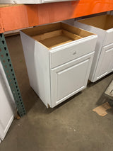 Hampton 24 in. W x 24 in. D x 34.5 in. H Assembled Base Kitchen Cabinet in Satin White with Drawer Glides