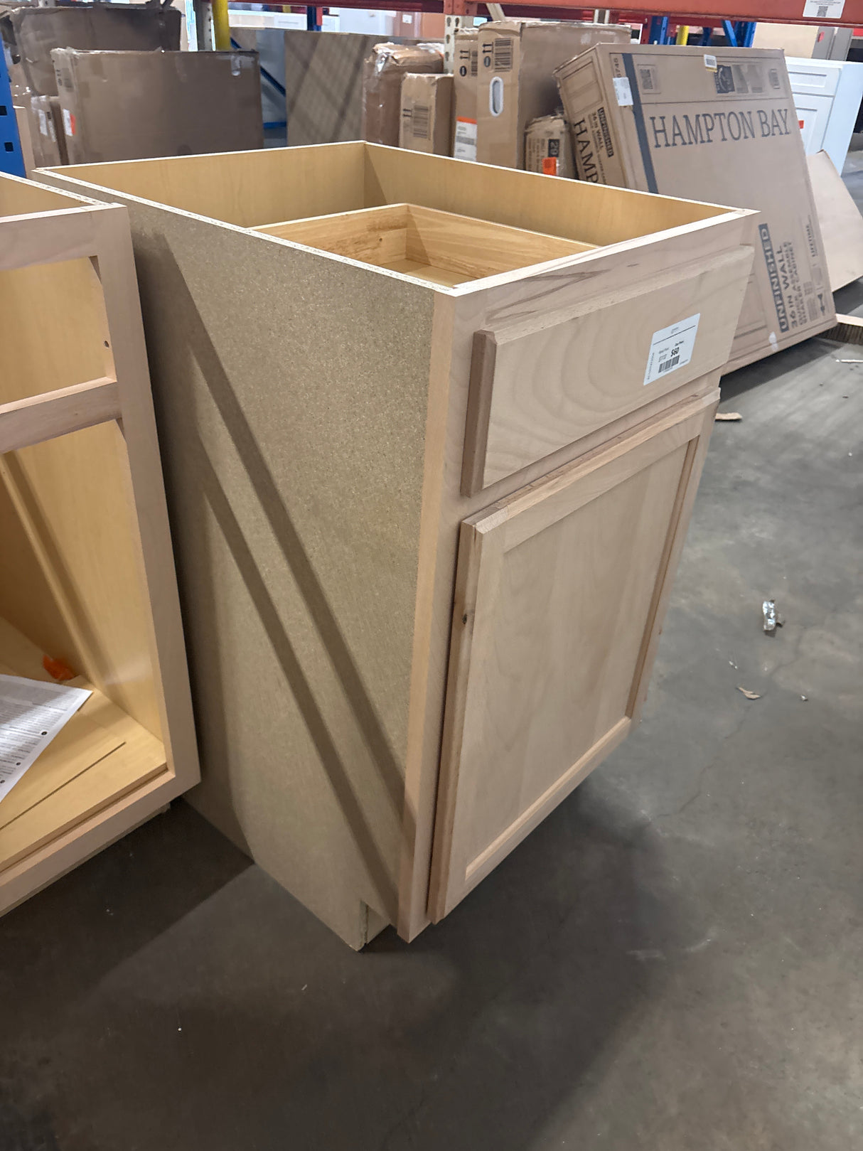 21 in. W x 24 in. D x 34.5 in. H Assembled Base Kitchen Cabinet in Unfinished with Recessed Panel