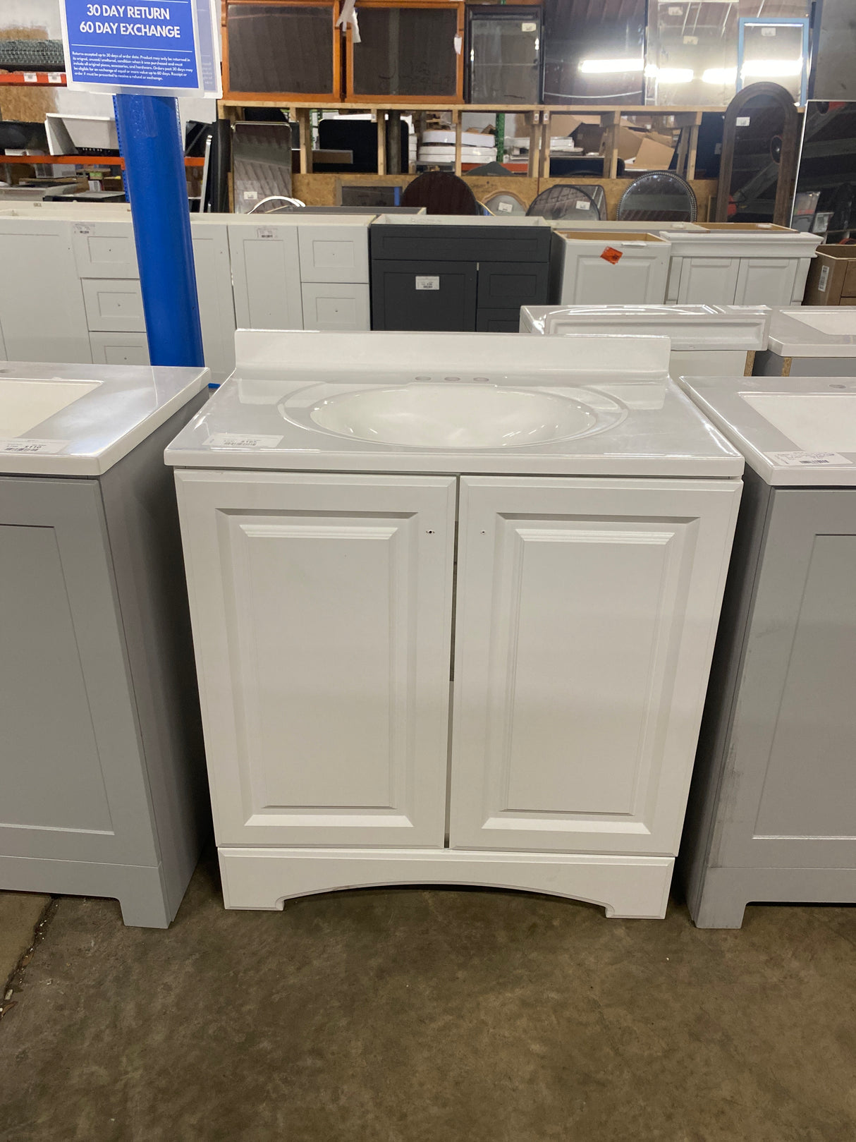 31 in. W x 19 in. D x 35 in. H Single Sink Freestanding Bath Vanity in White with White Cultured Marble Top