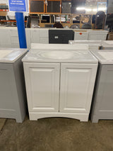 31 in. W x 19 in. D x 35 in. H Single Sink Freestanding Bath Vanity in White with White Cultured Marble Top