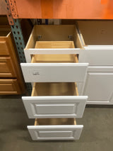 Hampton 18 in. W x 21 in. D x 34.5 in. H Satin White Assembled Bath 3-Drawer Base Cabinet