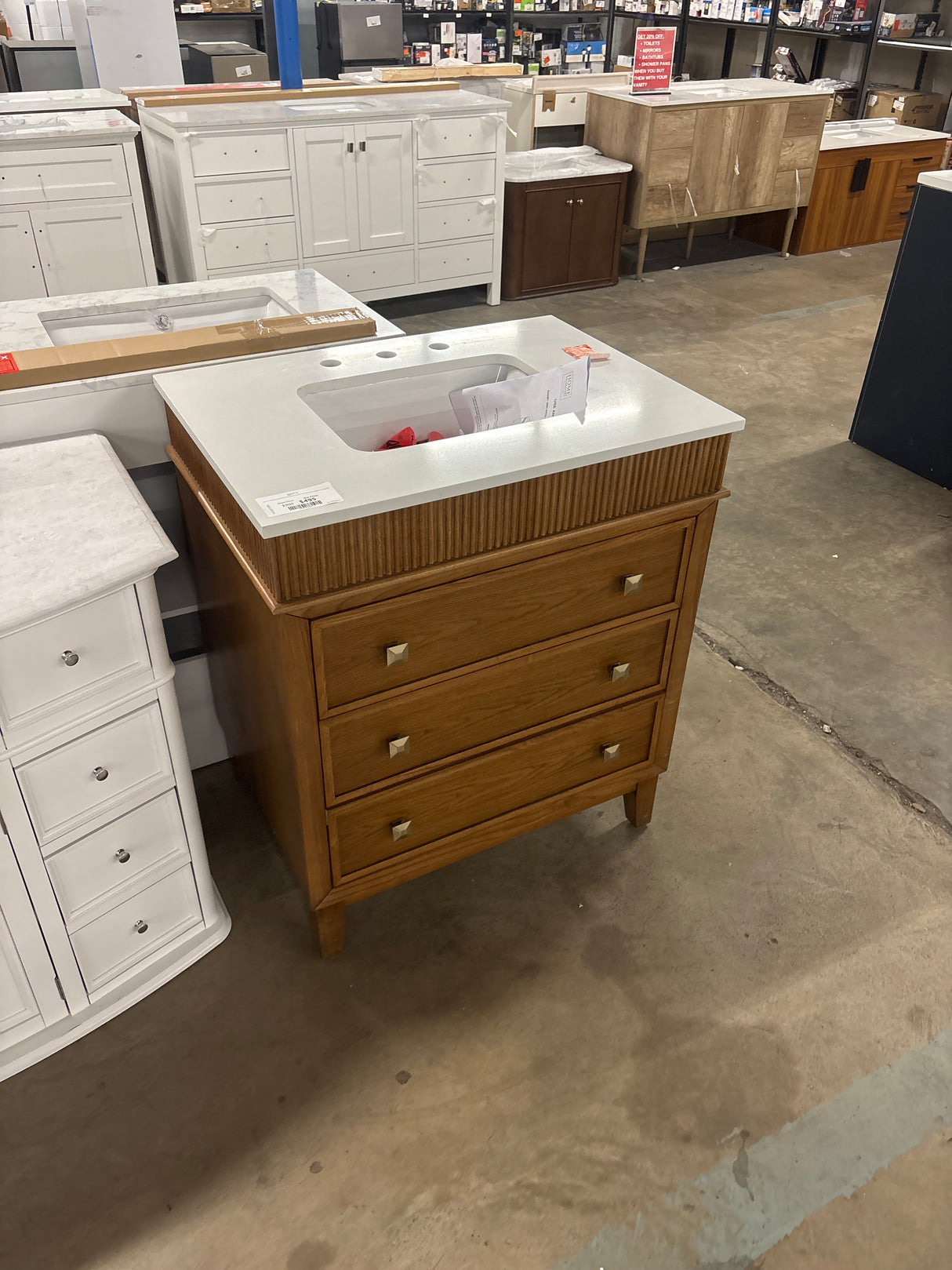 Danby 30 in. Single Sink Freestanding Bathroom Vanity in Caramel Oak with White Engineered Marble Top (Assembled)