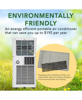7,000 (DOE) BTU Portable Air Conditioner Cools 300 Sq. Ft. with Dehumidifier, Remote, and Filter in White