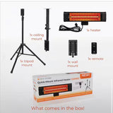 Tradesman 1500-Watt Electric Indoor/Outdoor Quartz Infrared Portable Space Heater w/Tripod Wall and Ceiling Mount, Black