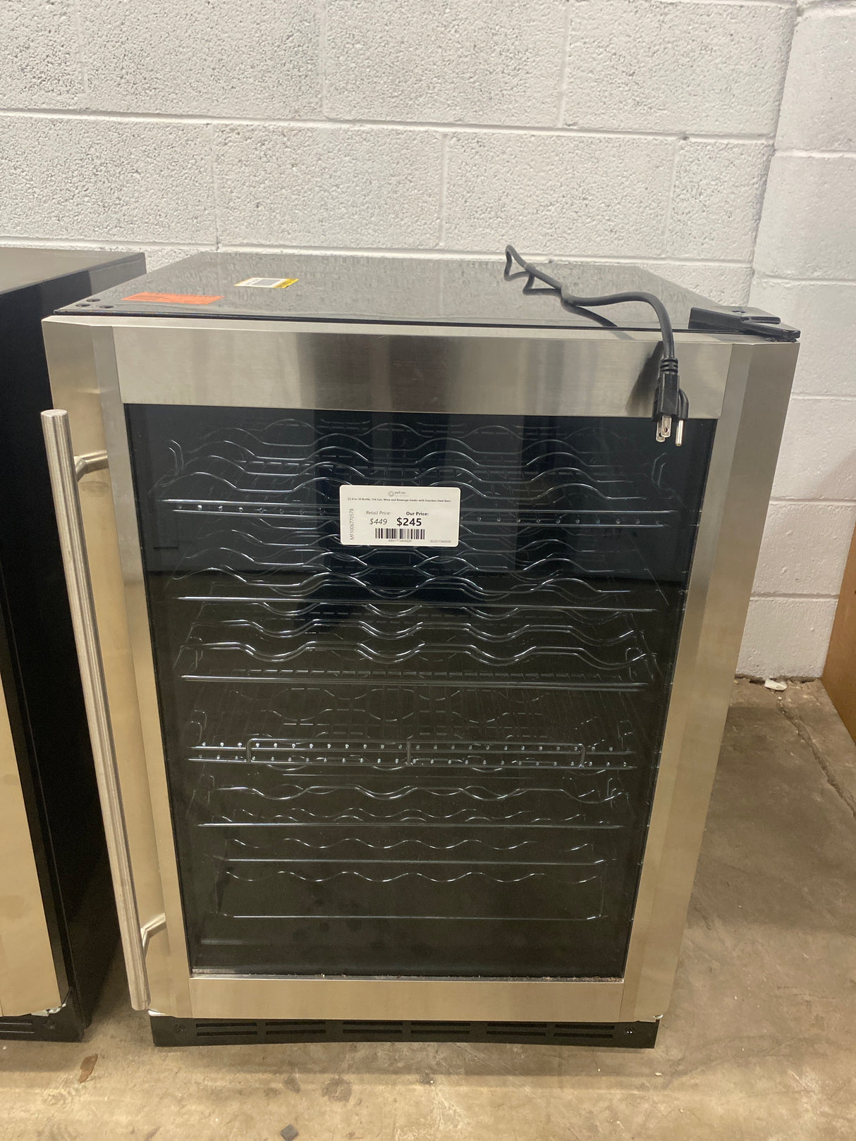 23.4 in. 50 Bottle, 154 Can, Wine and Beverage Cooler with Stainless Steel Door