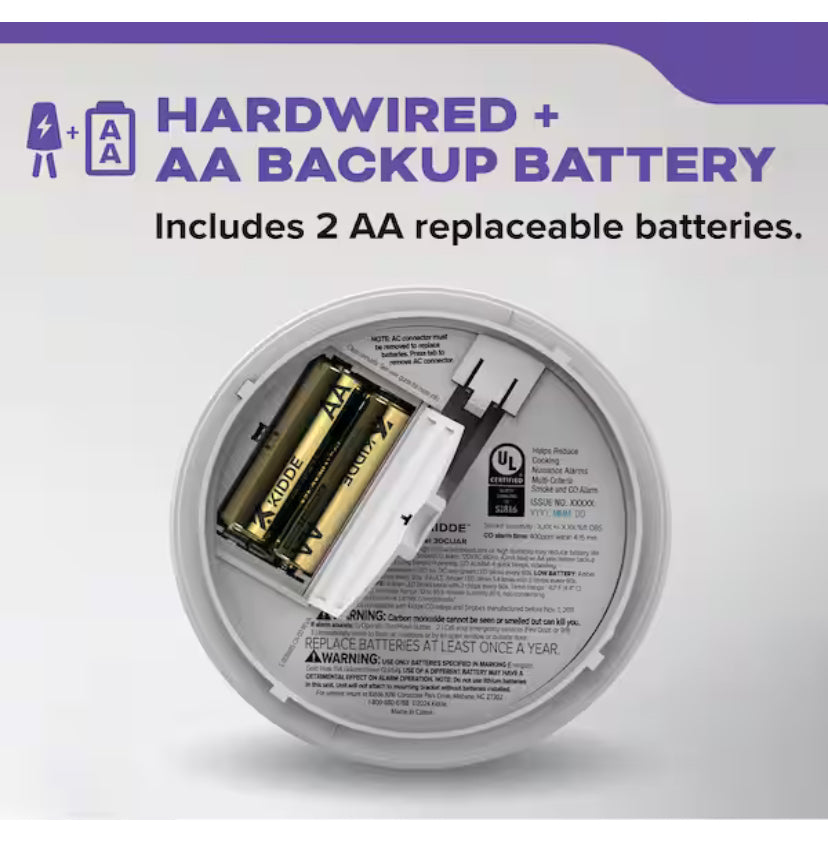 Hardwired Combination Smoke and Carbon Monoxide Detector, Interconnectable & LED Warning Lights